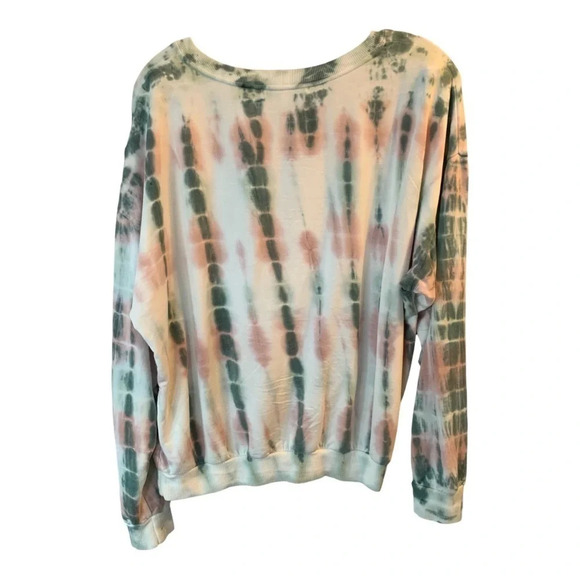 Young Fabulous & Broke Mint & Pink  Tie-Dye Crew Neck Lightweight Sweatshirt L - Picture 2 of 9